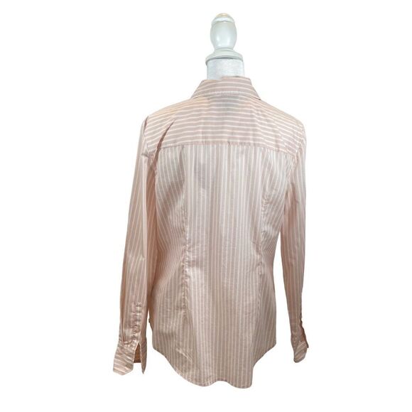 Worthington Brand ladies Button‎ Down Peach and White Striped Top Size Medium - Picture 5 of 10